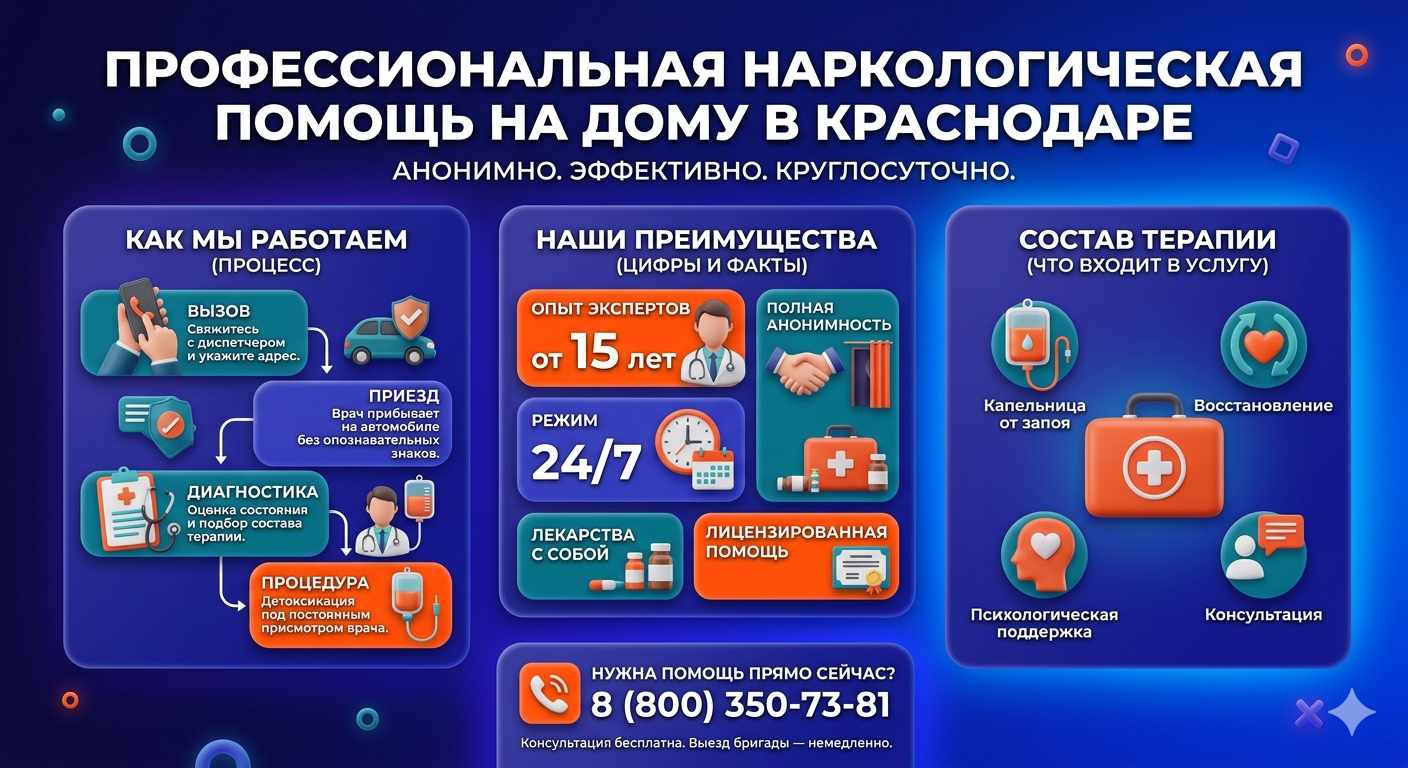 Инфографика о принципах лечения алкоголизма на дому в Бутурлиновке: этапы вызова нарколога, преимущества анонимной детоксикации и состав медицинской помощи.